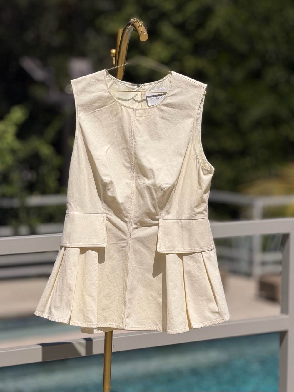 Anthropologie Mare Mare Sleeveless Cream Peplum Top - Women's